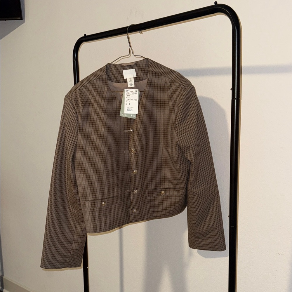 H&M Brown Houndstooth Blazer